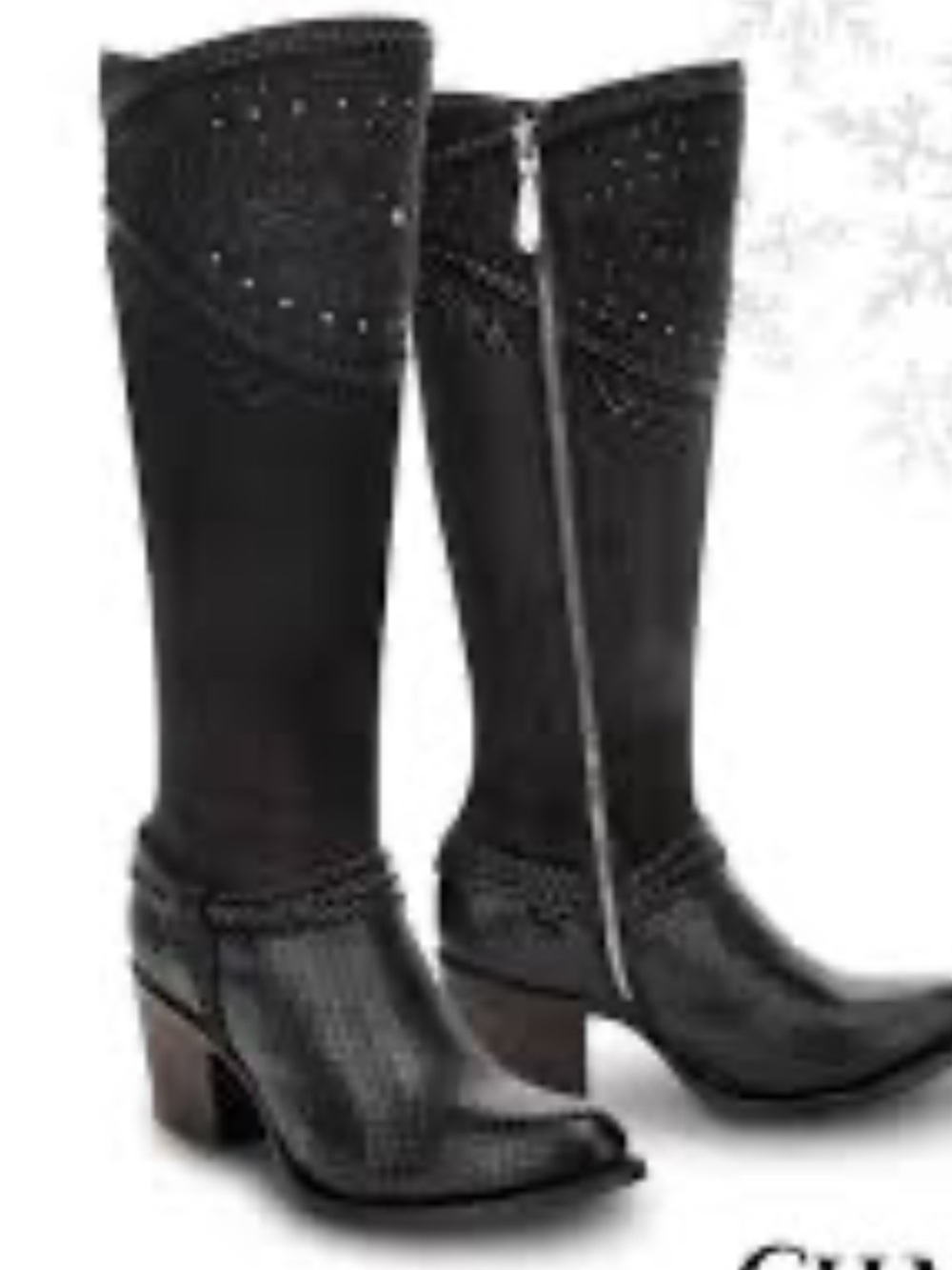 Cuadra Black Python and Leather Knee-High Western Boots Women’s Size 8